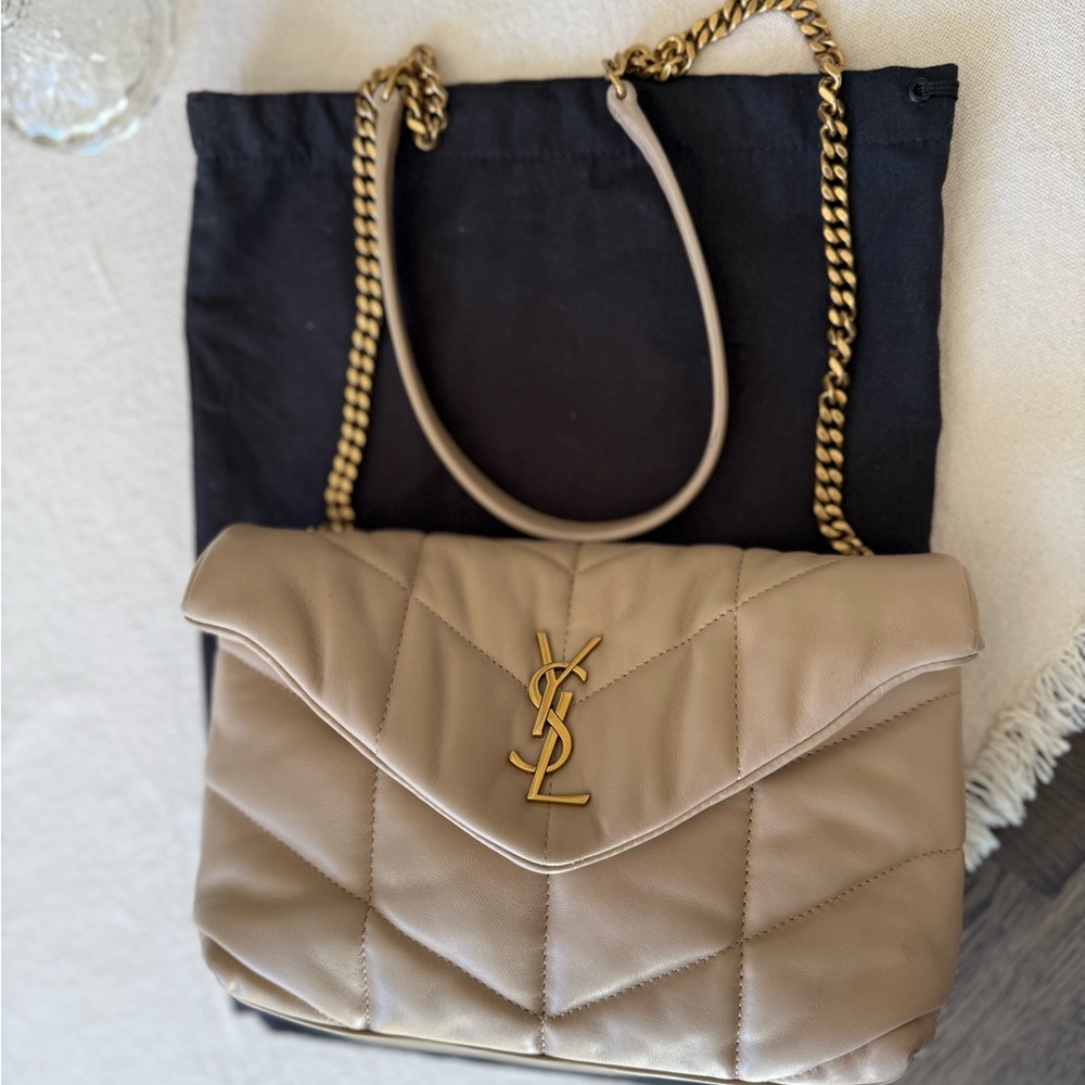 Yves Saint Laurent Tan Quilted Chain Shoulder Bag